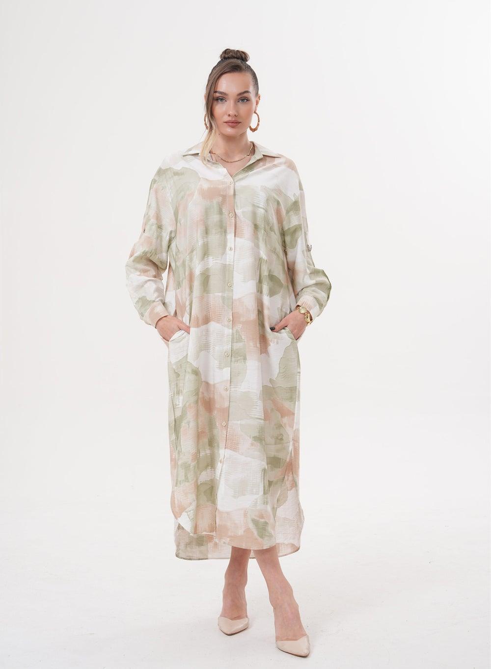 Soft Safari Elegance Shirt Dress - Image 1