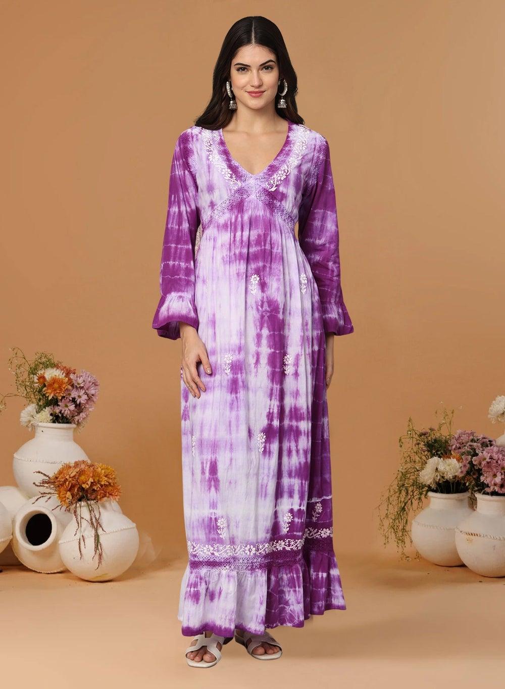 Women Chikankari Hand Embroidered Cotton Jalabiya AL2160 - Image 1