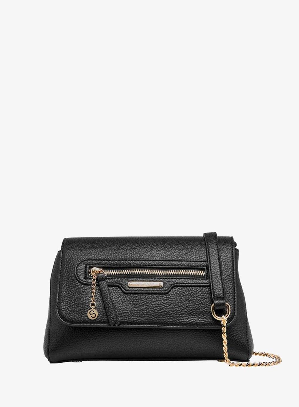 Solid Crossbody Bag with Detachable Chain Strap - Image 1