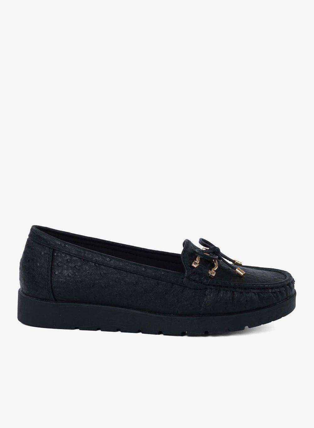 VADEHI-OSTRICH Textured Platform Loafers - Image 1
