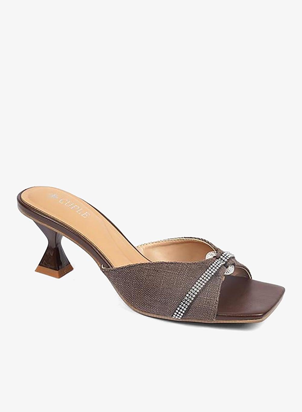 Rhinestone Strap Fabric Mule Heel - Image 1