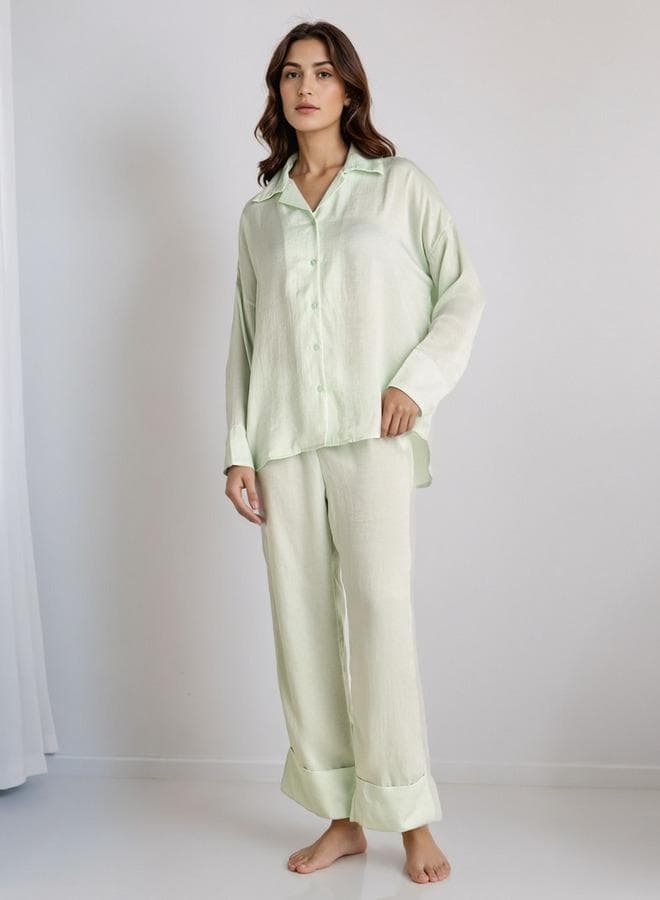 Women’s Collared Pyjama Set in Polyester - Image 1