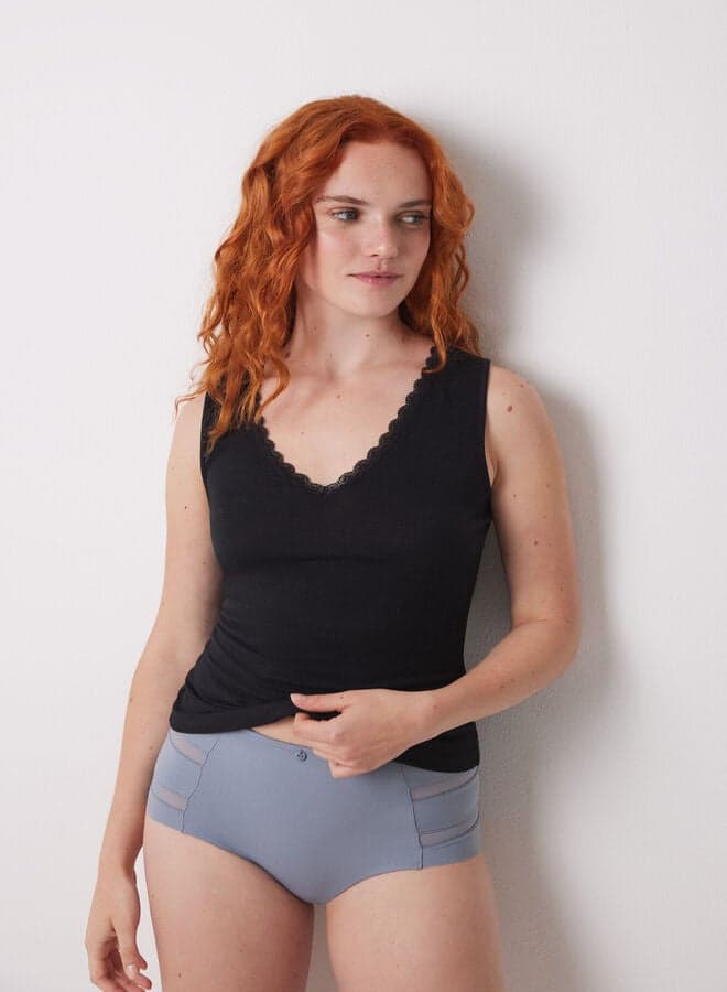 Classic Blue Microfibre High Briefs - Image 1