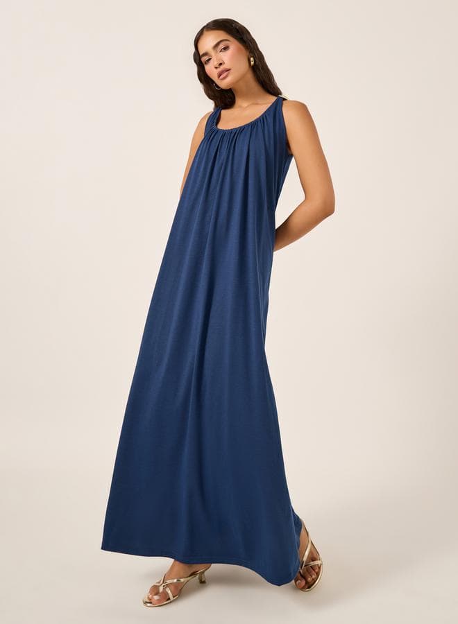 Navy Jersey Sleeveless Maxi Dress - Image 1