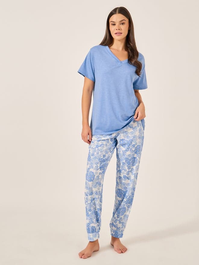 Unwind Floral Cuffed Long Pajama Set - Image 1