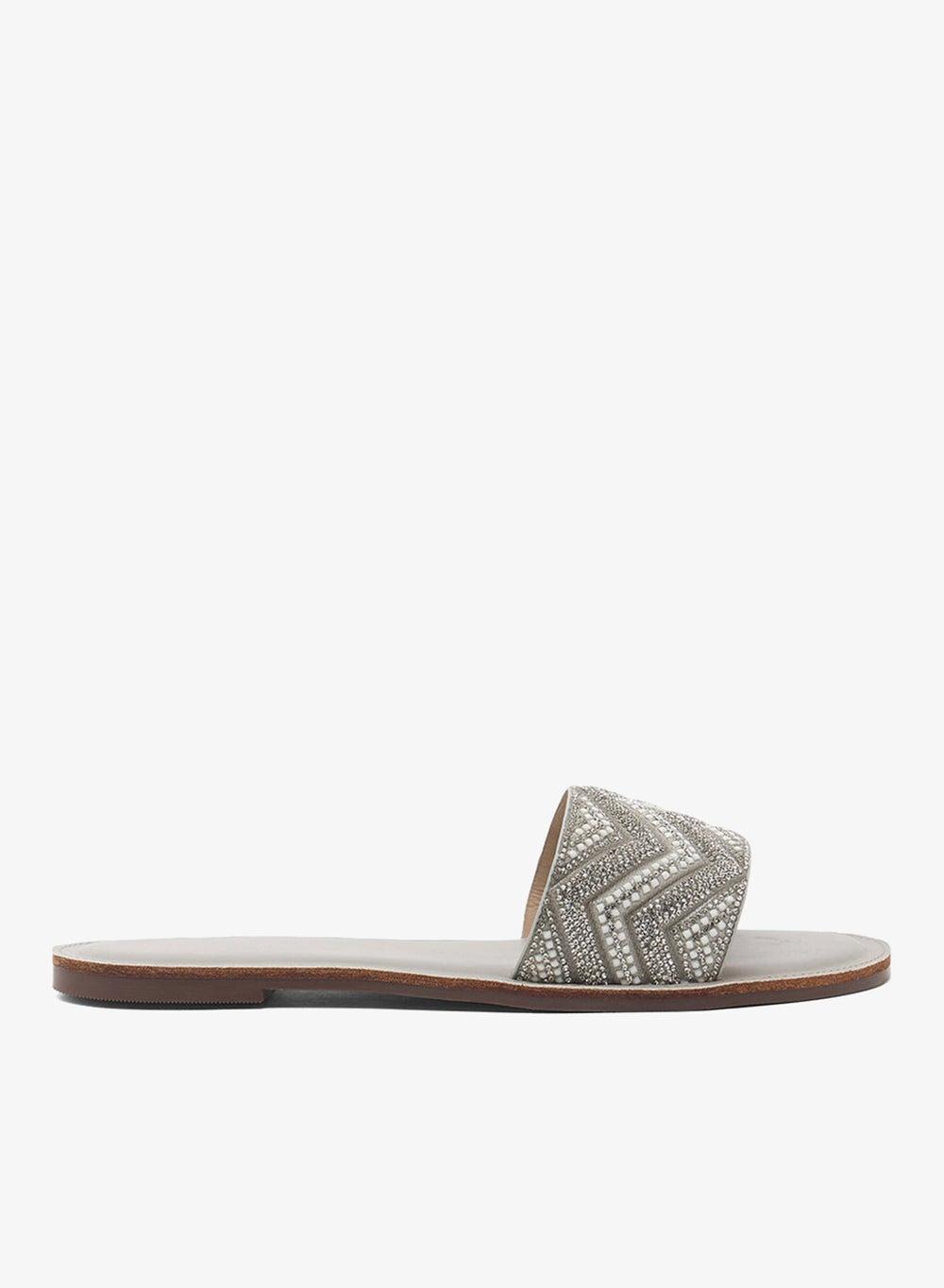 Rhinestone Embellished Flat Sandals - Image 1