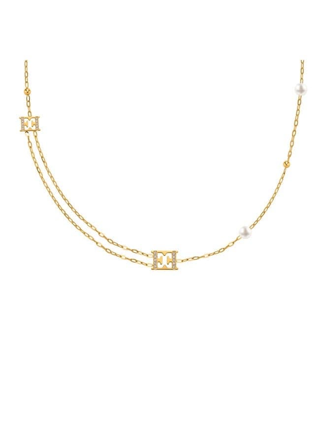 Florence Gold-Plated Necklace with Beads and Crystals - Image 1