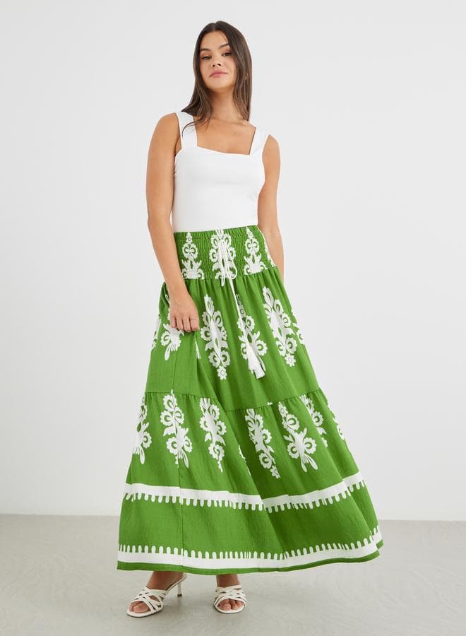 All-Over Printed A-Line Maxi Skirt - Image 1
