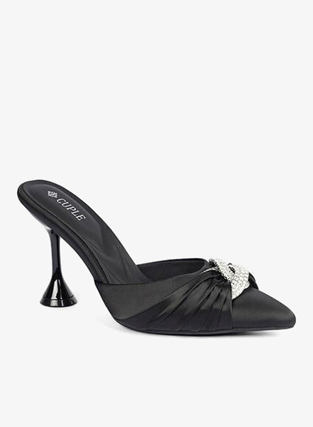 Black Patent Ballerina Flats with Cross Strap - Image 1