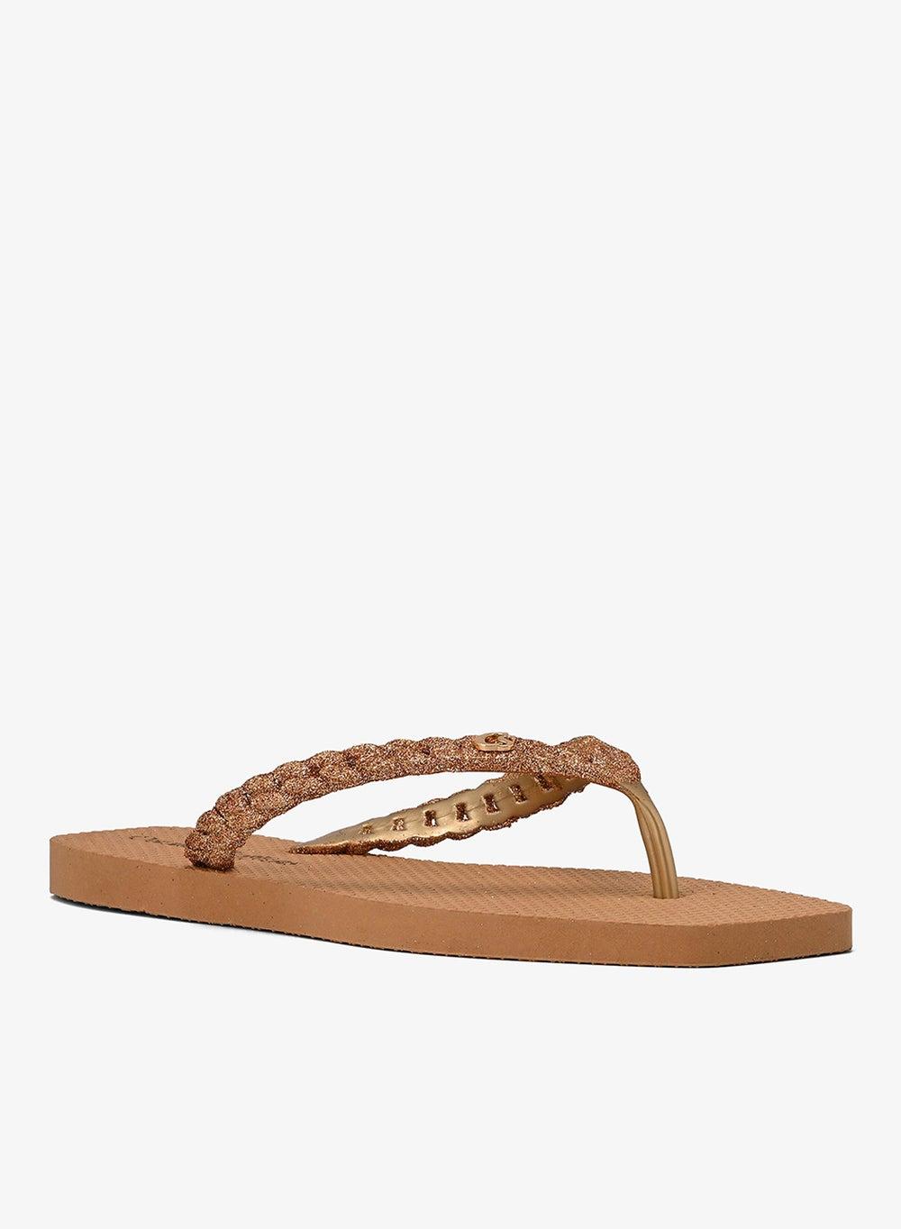 Golden Strap Flip-Flops for Women - Image 1