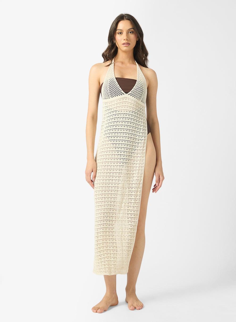 Halter Neck Crochet Beachwear Dress - Image 1