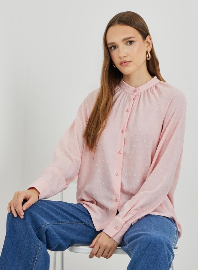 Texture Buttoned Oversized Shirt - Image 1