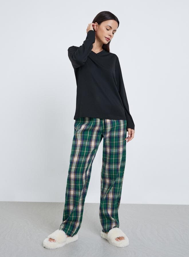 Styli Green Checked Long Sleeve Pyjama Set - Image 1