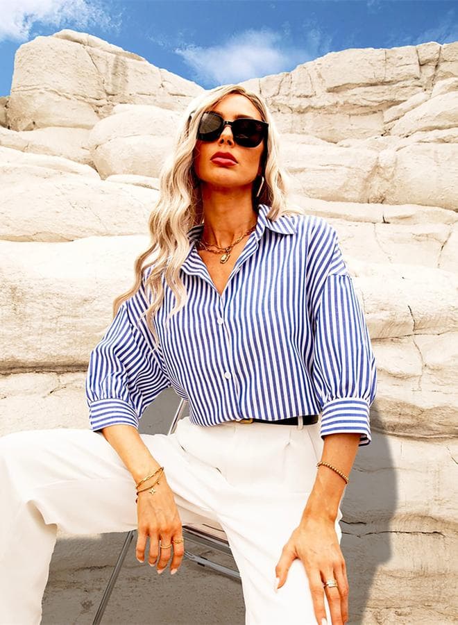 Take Two Striped Button-Up Spread Collar Shirt - Image 1