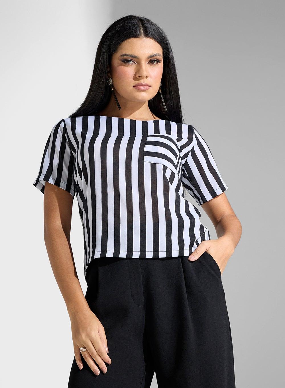 Short Sleeve Modest Blouse for Women - Image 1