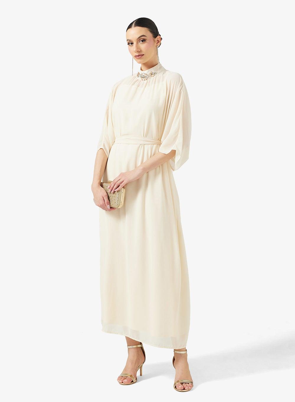 Embellished Neck Kaftan Maxi Dress - Image 1