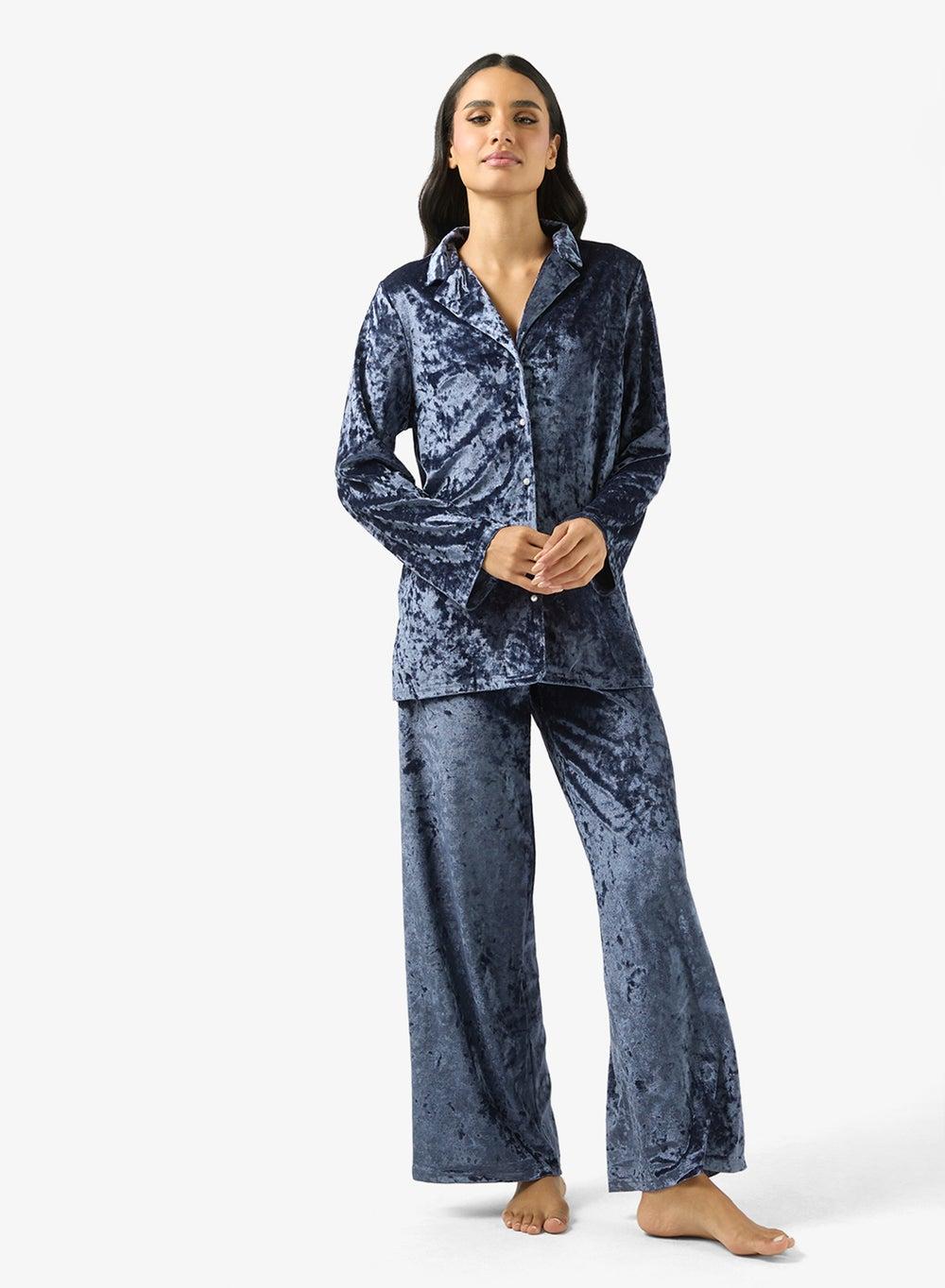 Oversized Velvet Resort Collar Lounge Set - Image 1