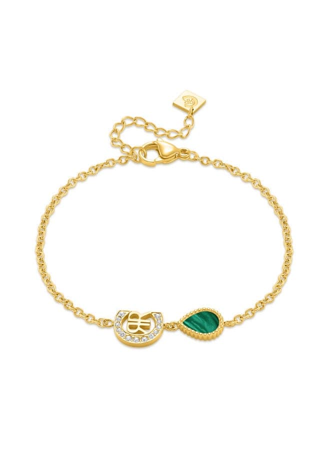 CERRUTI 1881 Eletra Gold Plated Malachite Crystal Bracelet - Image 1