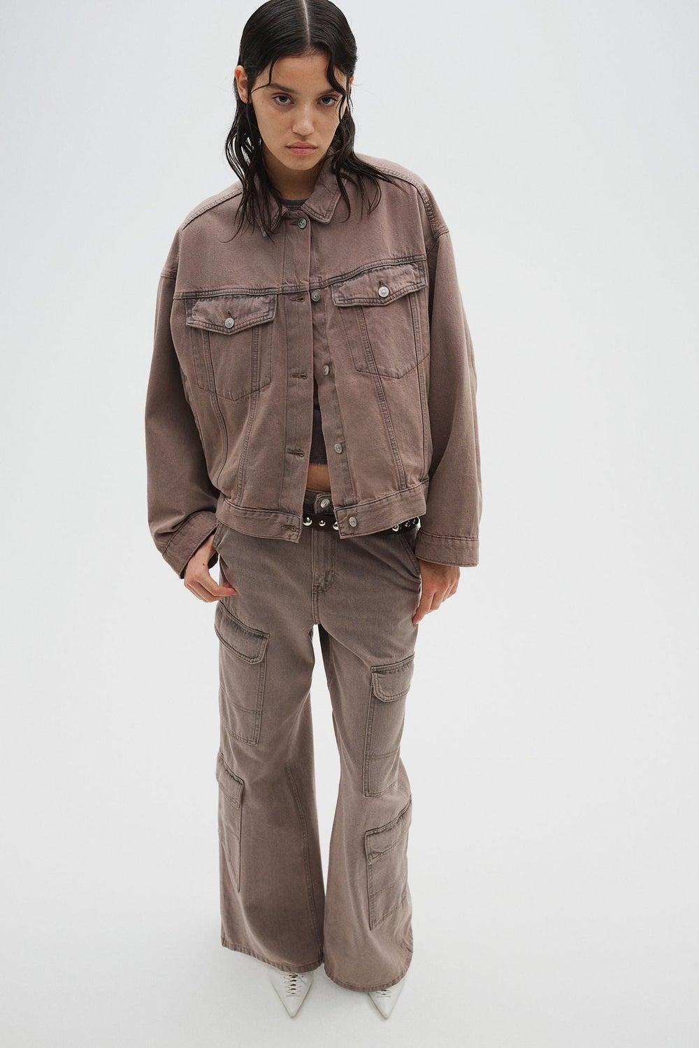 Wide-Leg Denim Cargo Trousers with Flap Pockets - Image 1