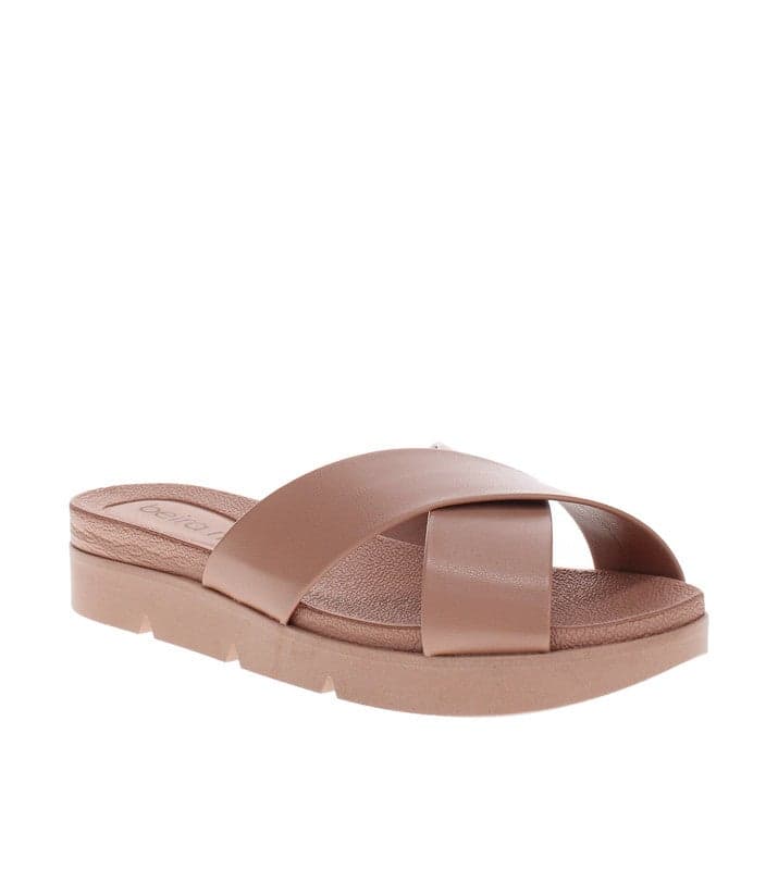 Beira Rio Nude Low Heel Comfort Sandals, Made in Brazil - Image 1