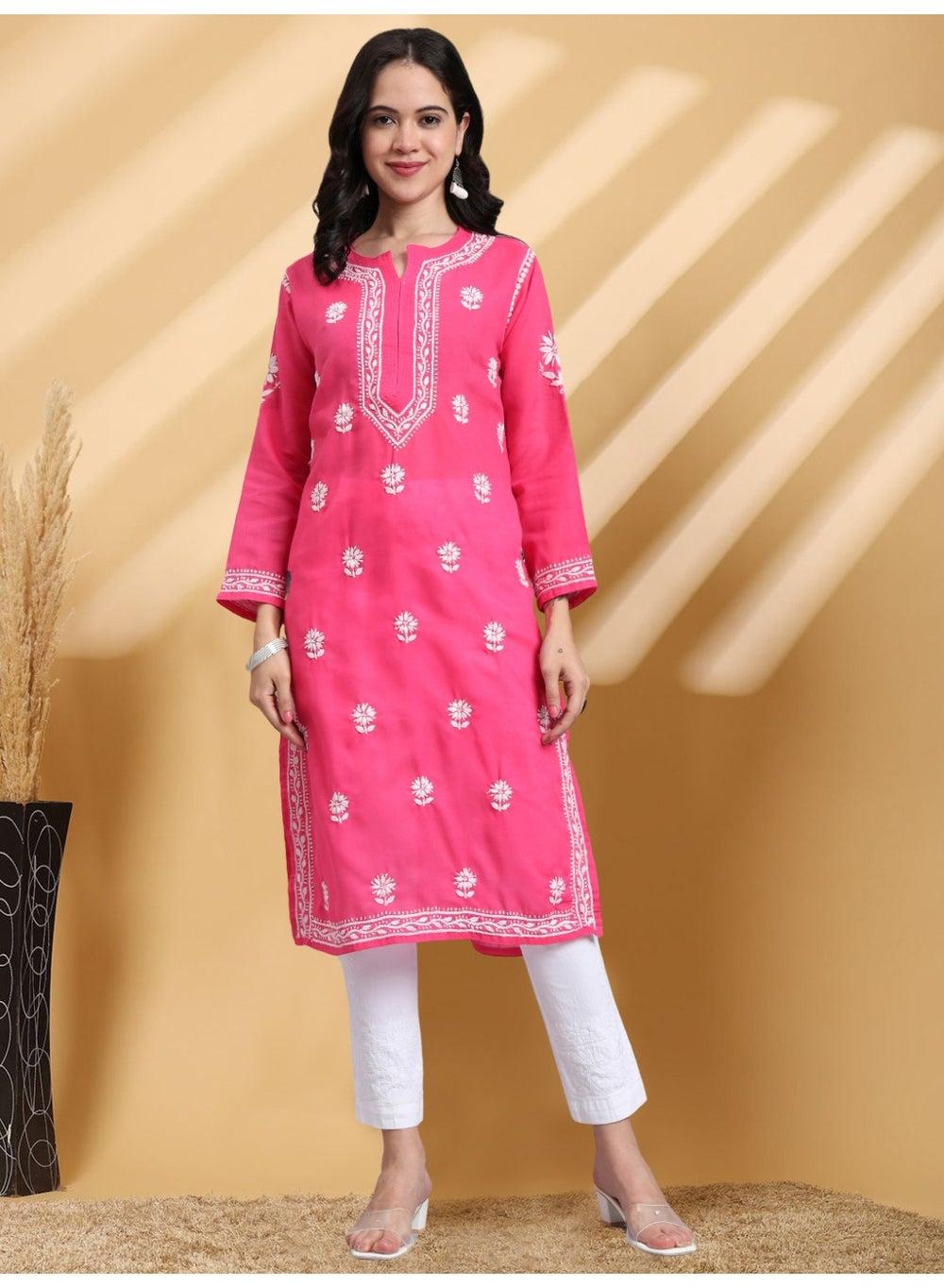 Hand Embroidered Chikankari Cotton Kurta AL3999 - Image 1