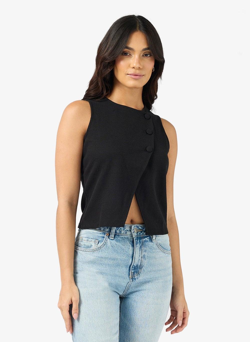 Vmdafne Button Detail Sleeveless Waist Coat Top - Image 1