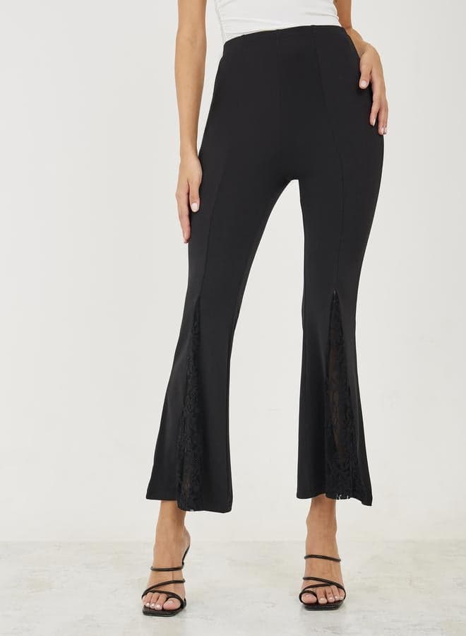 High Rise Lace Insert Fit and Flare Pants - Image 1
