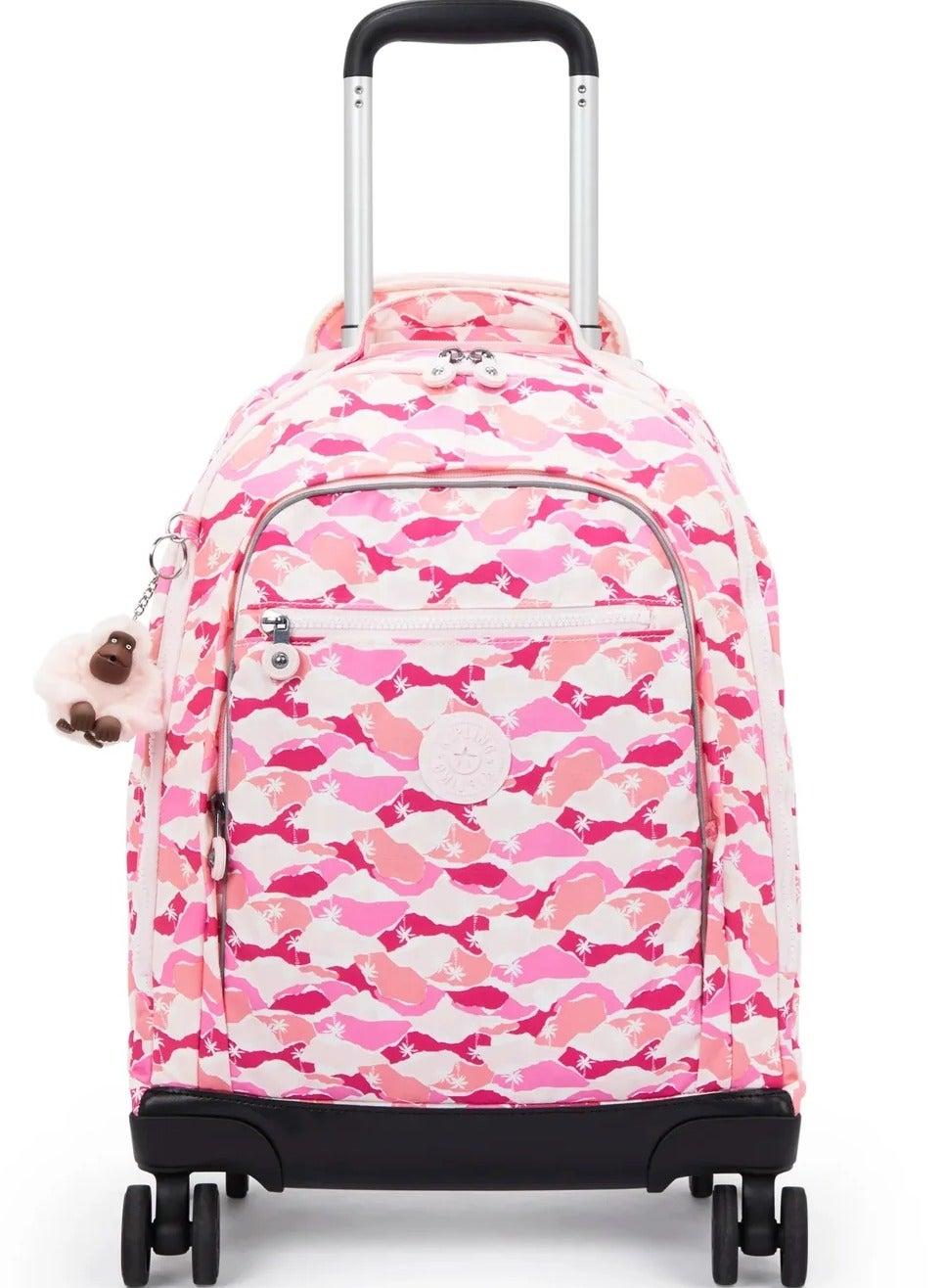 New Zea Large 4 Double Wheeled Pink Palm Trolley Backpack - Image 1