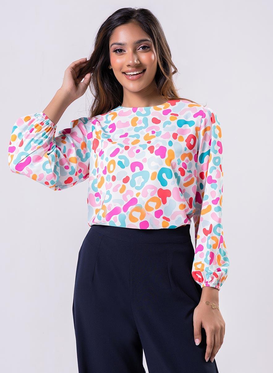 Long Sleeve Printed Top for Women - Image 1