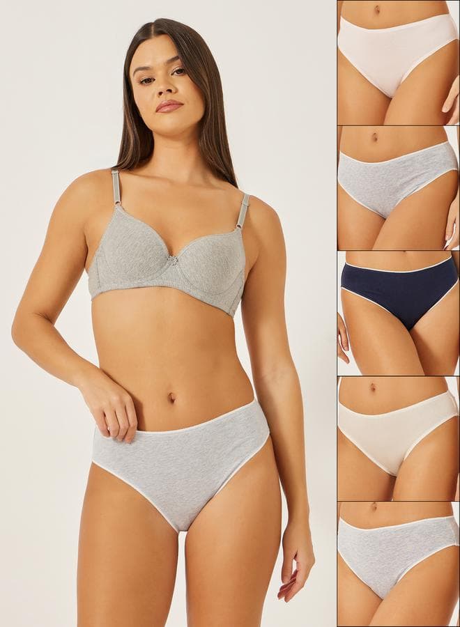 5PK Solid Cotton Hi-Leg Briefs for Women - Image 1