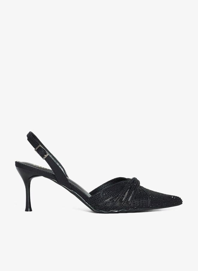 Multistrap Diamante Pointy Backstrap Heels - Image 1
