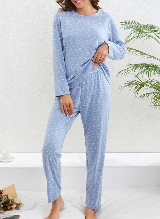 Take Two Women’s Heart Print Long Pyjama Set - Image 1