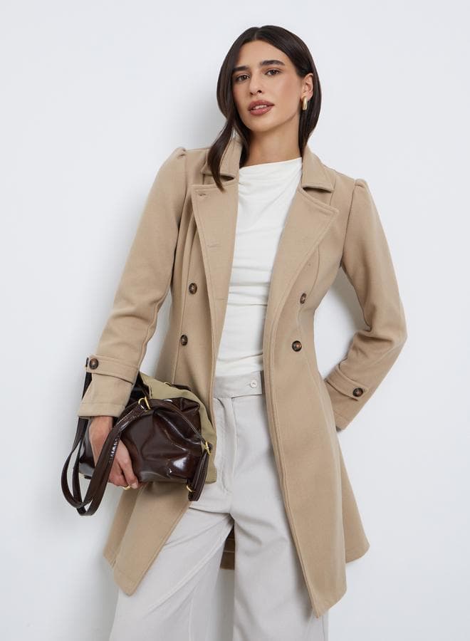 Styli Regular Fit Longline Belted Double Breasted Coat - Image 1