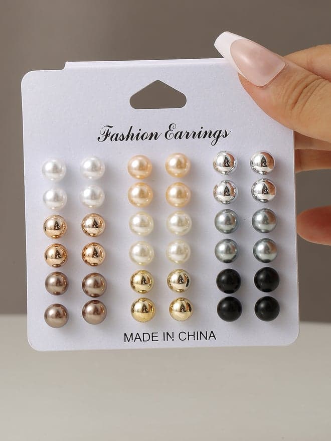 Take Two Set of 18 Faux Pearl Earrings - Image 1