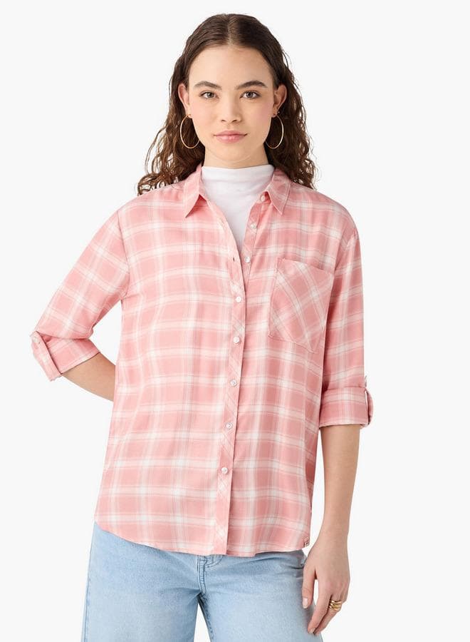 Lee Cooper Regular Fit Checked Collared Long Sleeve Shirt - Image 1