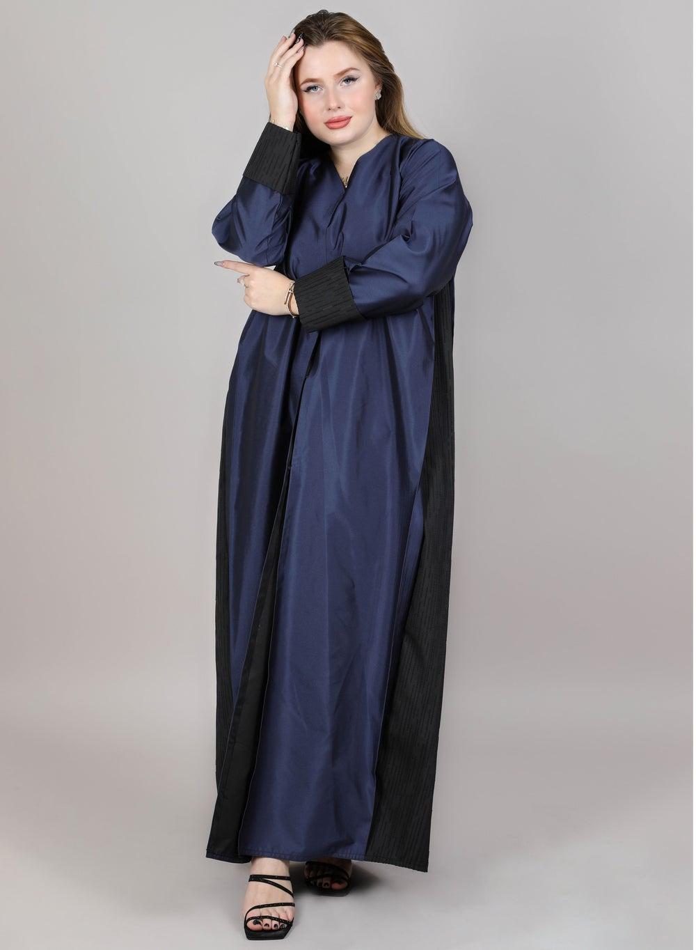 MSquare Fashion Navy Plain Open Abaya - Image 1