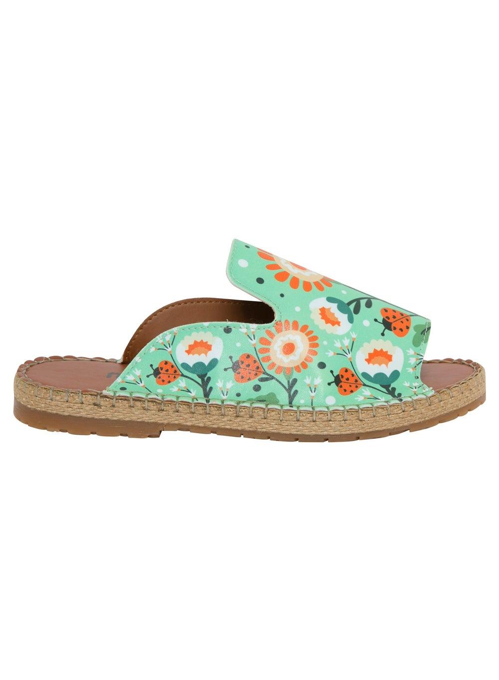 Ladybugs and Flowers Flat Sandals - Image 1