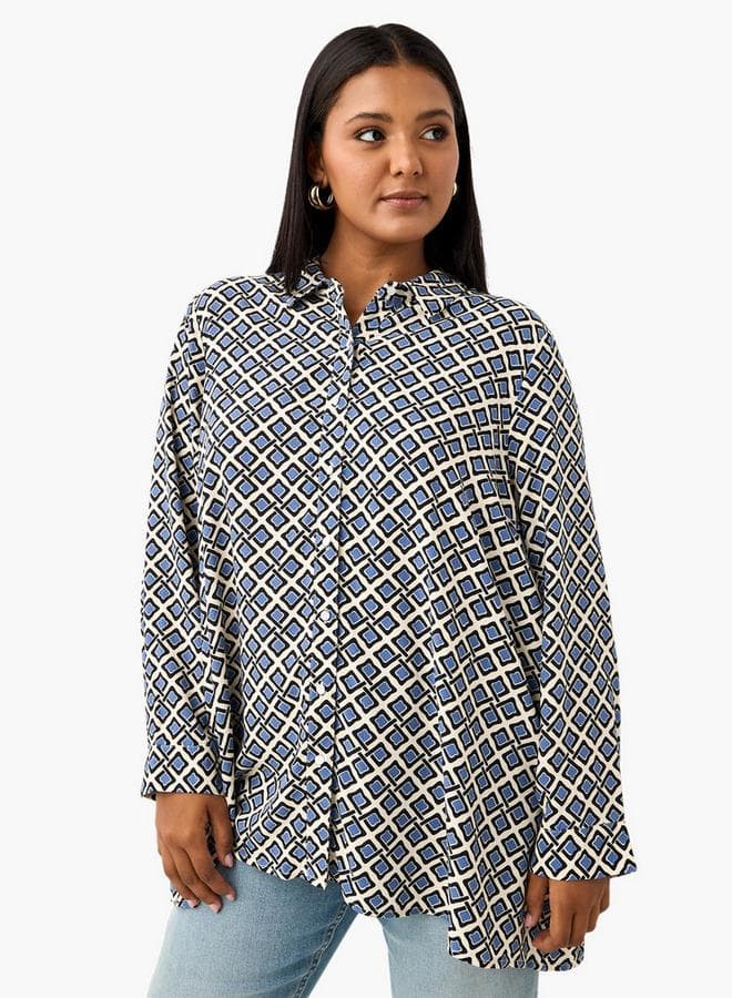 Plus Size Ulla Popken All-Over Print Shirt - Image 1
