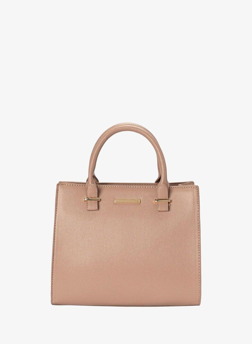 Solid Satchel Bag with Structured Top Handle - Image 1