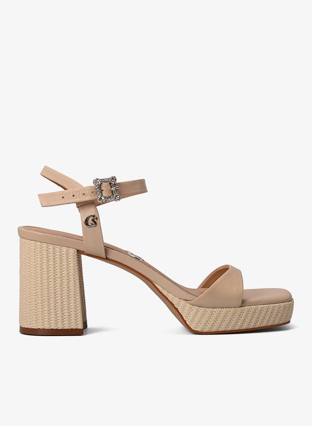 Ivory Platform Block Heel Sandals - Image 1