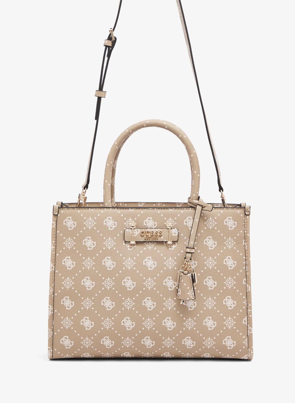 Silia Beige Textured PU Tote Bag - Image 1