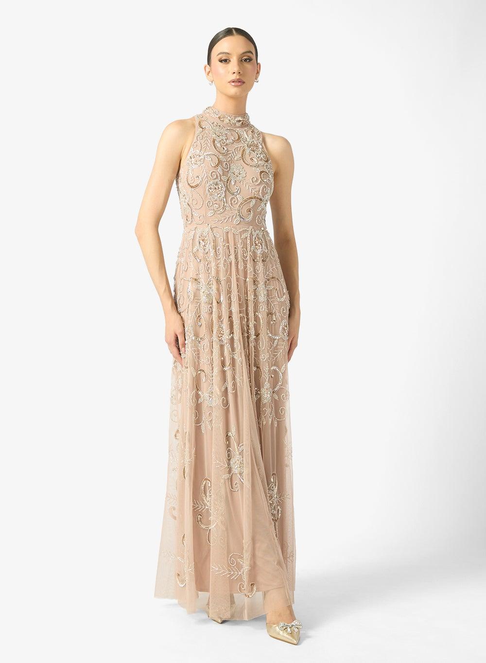 Rayna Embellished Halter Neck Sequin Maxi Dress - Image 1