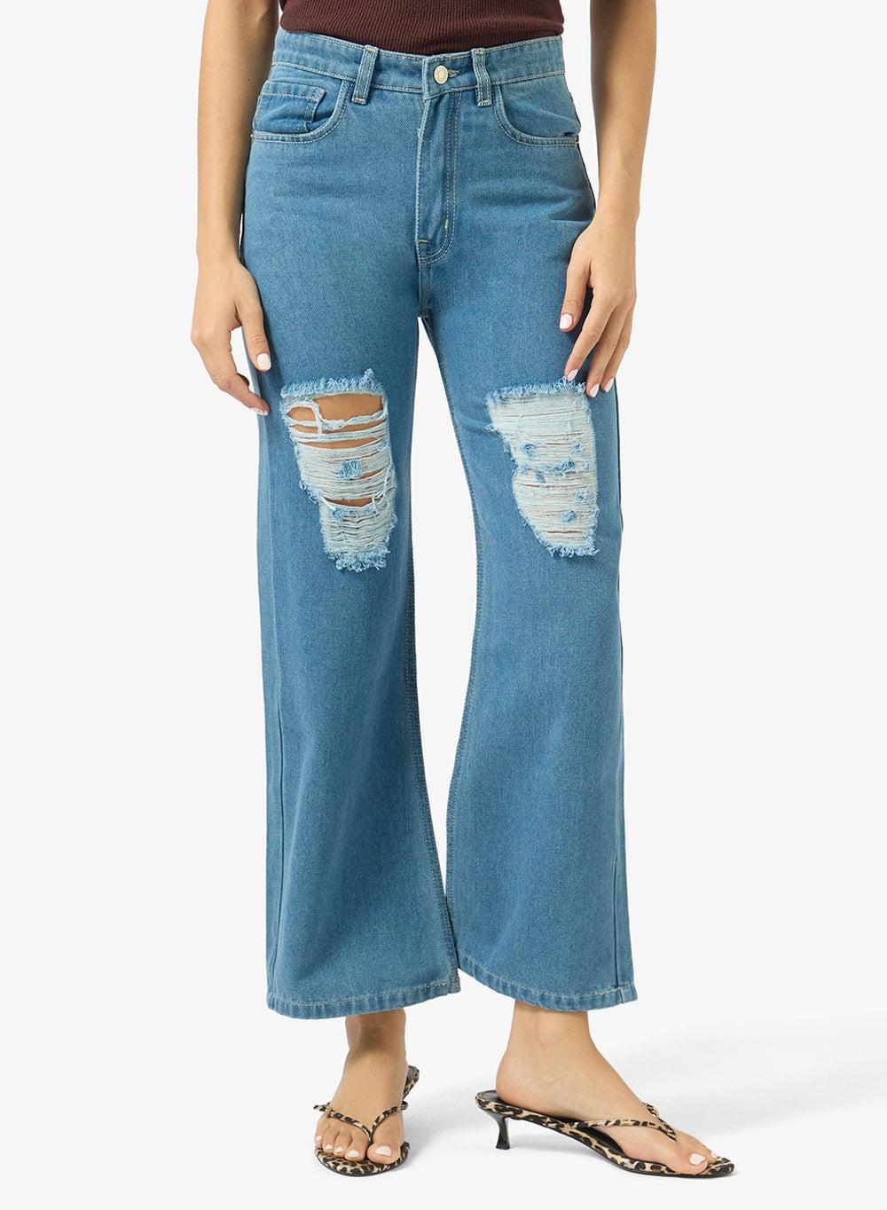 Ripped High Rise Boyfriend Jeans - Image 1