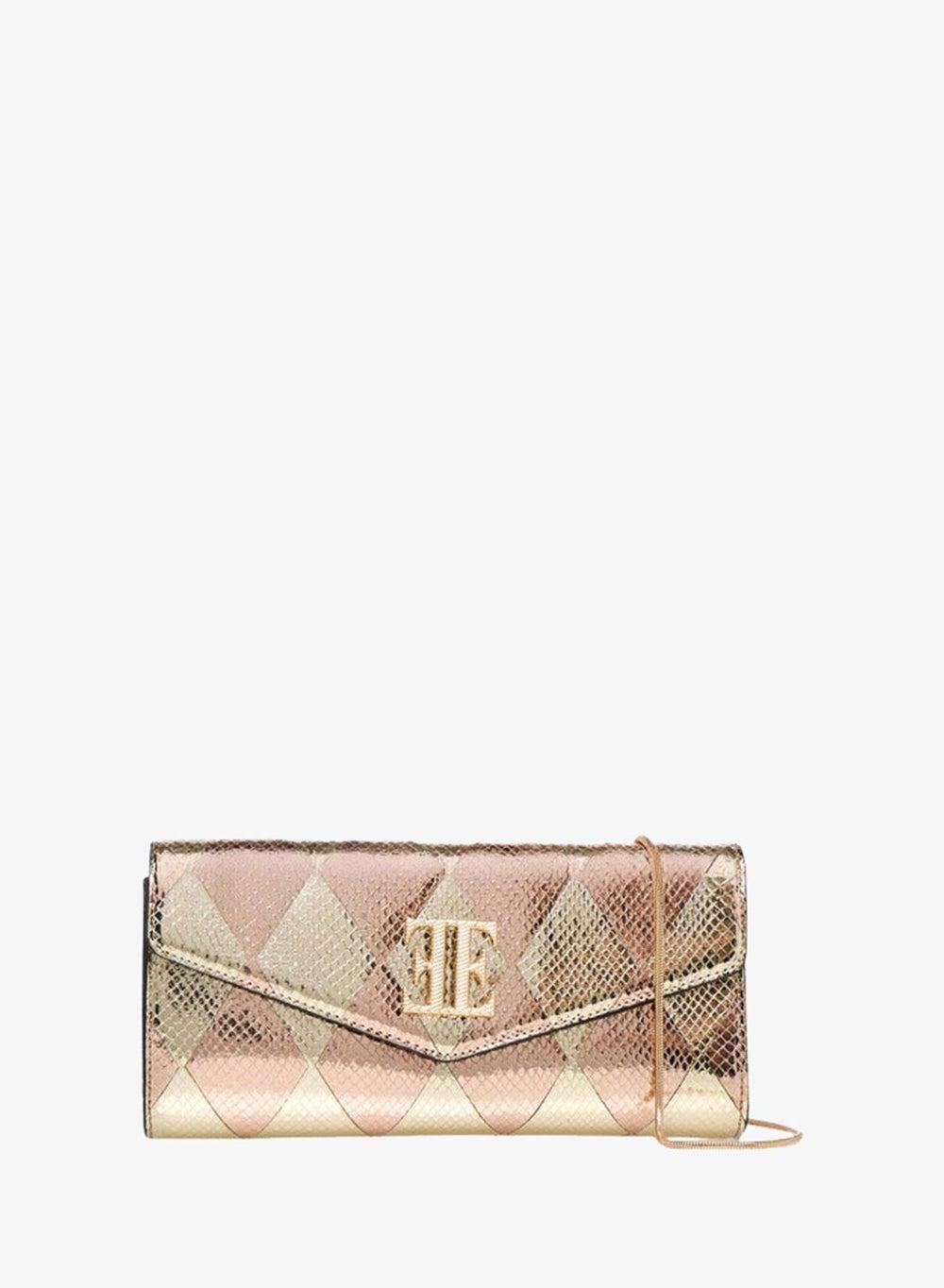 Metallic Textured Crossbody Bag with Detachable Strap - Image 1