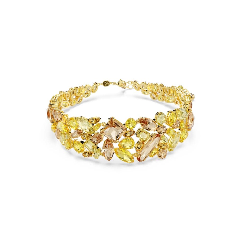 Gema Mixed-Cut Yellow Crystal Gold-Tone Plated Choker - Image 1