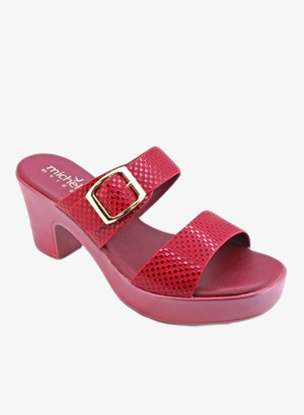 092-2244 Michelle Morgan Block Heel Sandals Maroon 36 - Image 1