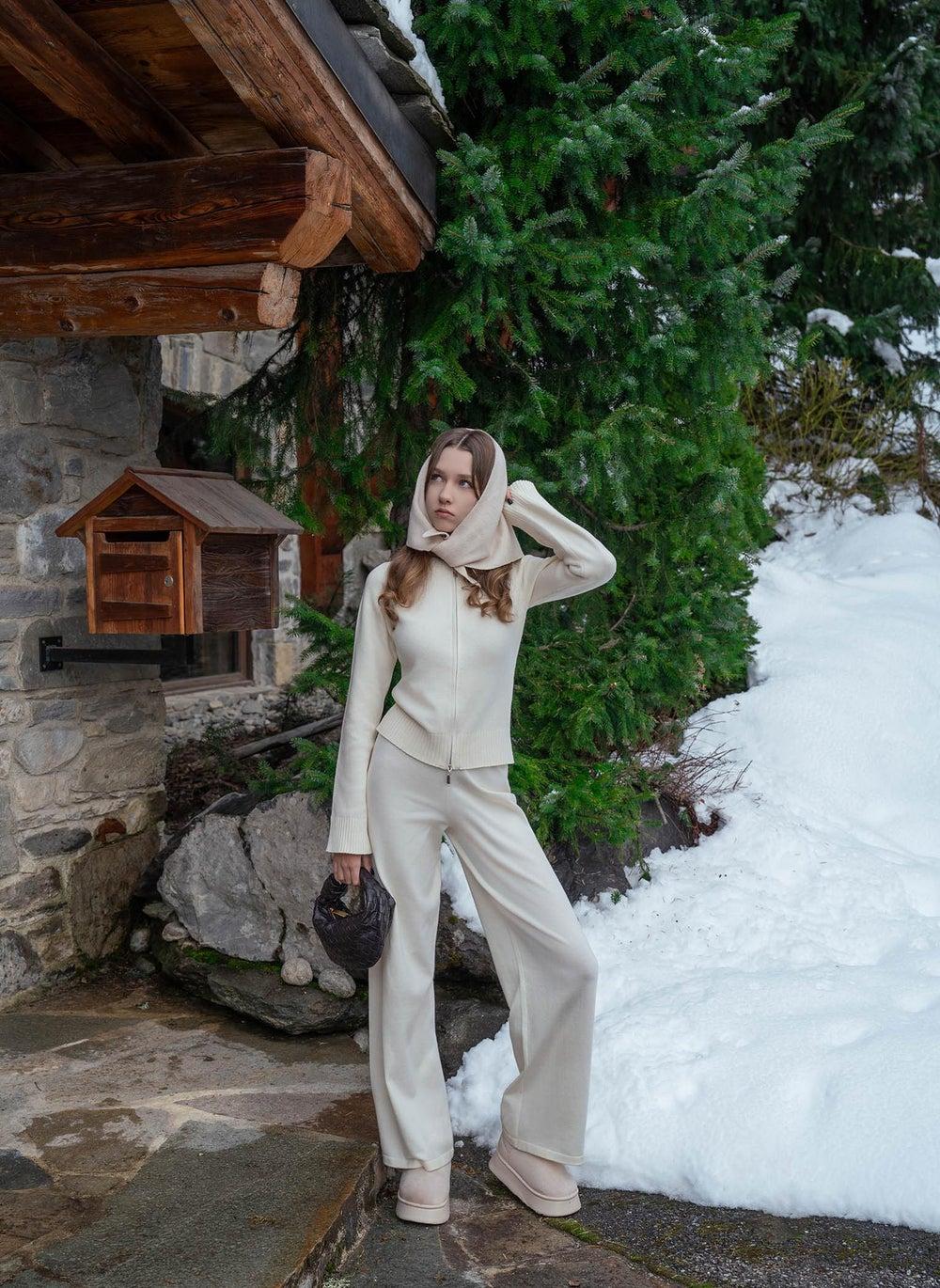Flared Jersey Trousers with Wide Elastic Waistband - Image 1