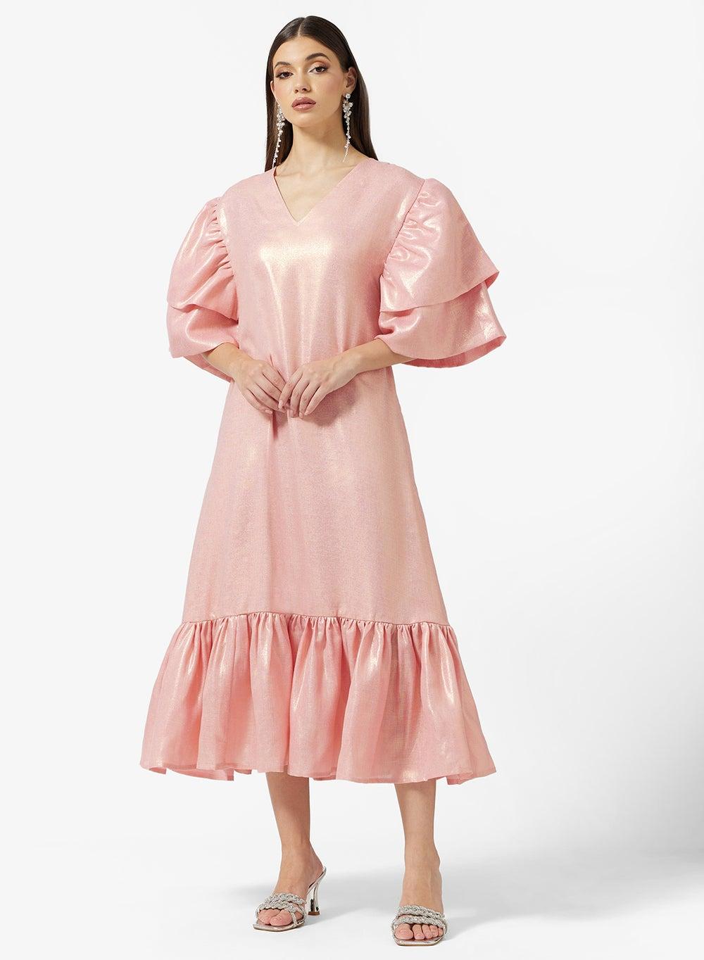 Layered Sleeves Midi Dress - Image 1