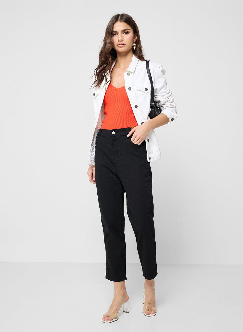 High Rise Straight Fit Cropped Jeans - Image 1