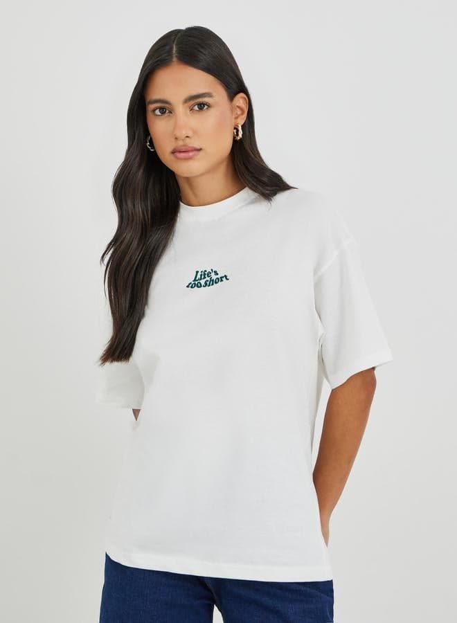 Graphic Print Oversized Short Sleeve T-Shirt - Image 1